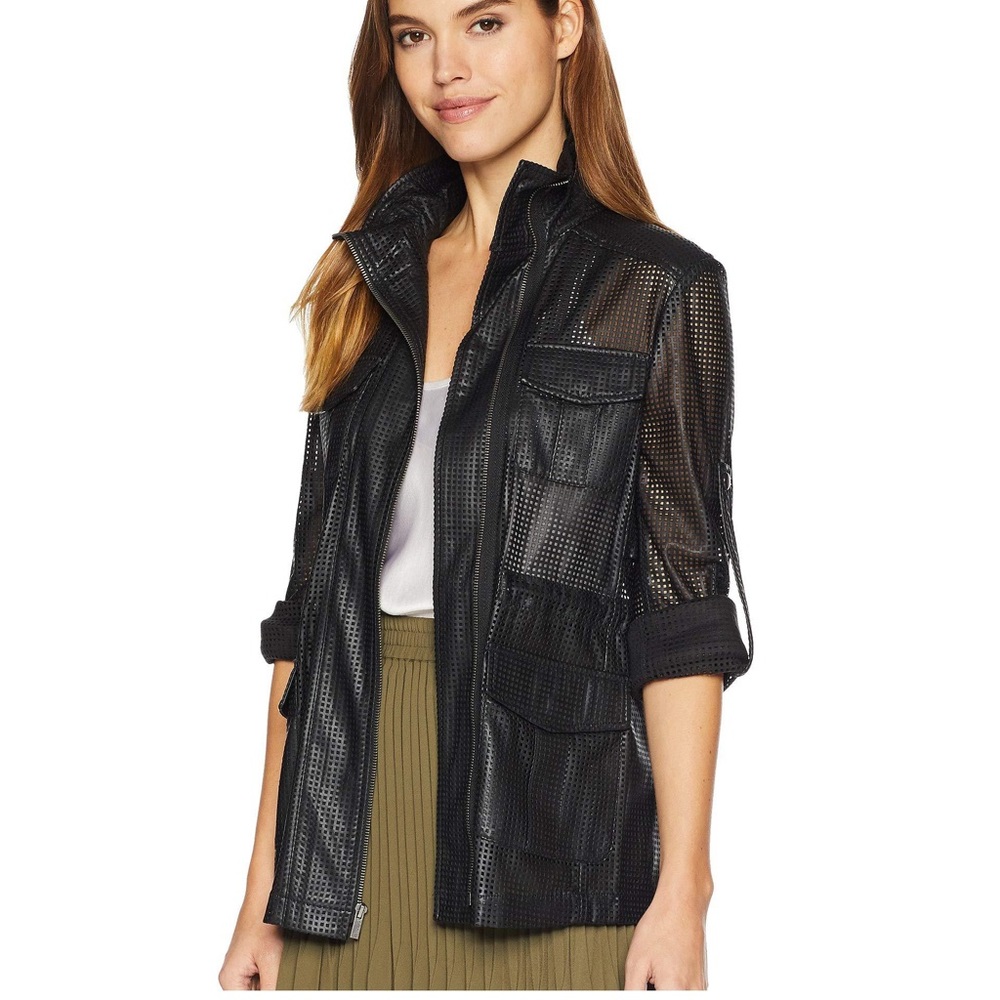 Bcbgmaxazria bronnen perforated jacket